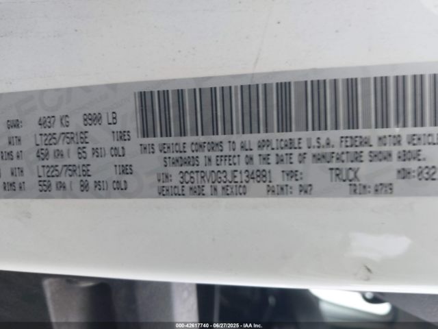 2018 RAM PROMASTER 2500 3C6TRVDG3JE134881 Photo 8