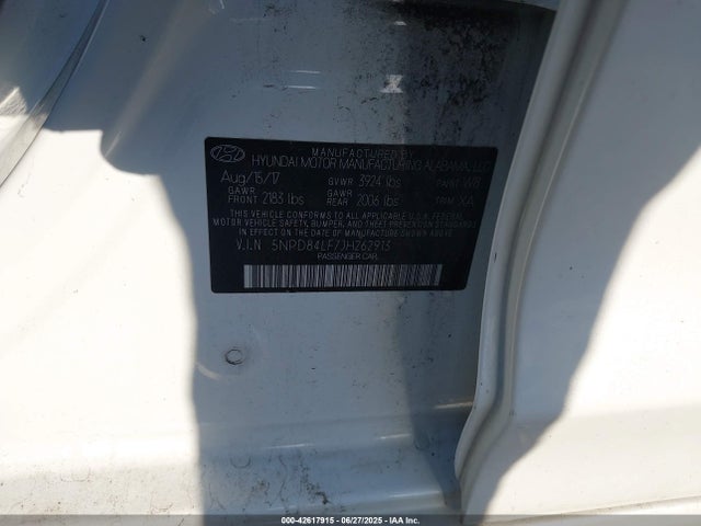 5NPD84LF7JH262913 Hyundai mpi nu