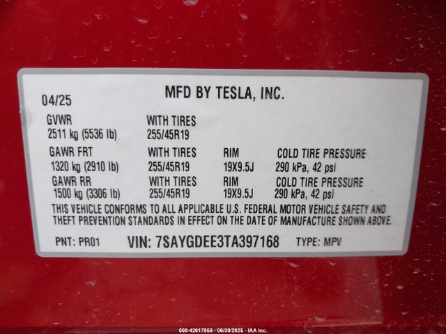 2026 TESLA MODEL Y 7SAYGDEE3TA397168 Photo 8