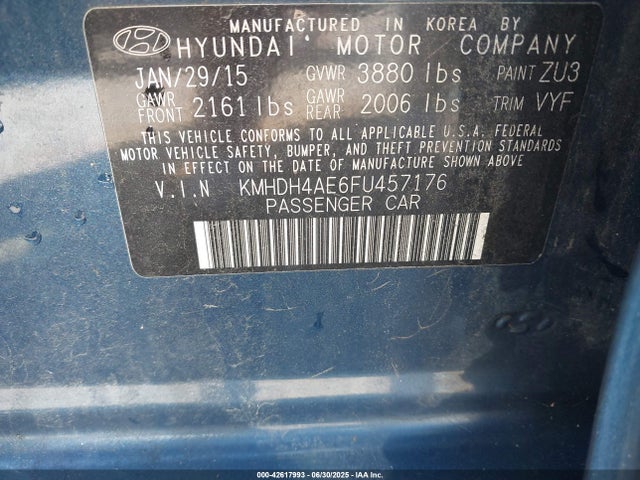 KMHDH4AE6FU457176 Hyundai dohc mpi nu