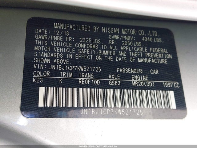 JN1BJ1CP7KW521725 Nissan ROGUE SPORT