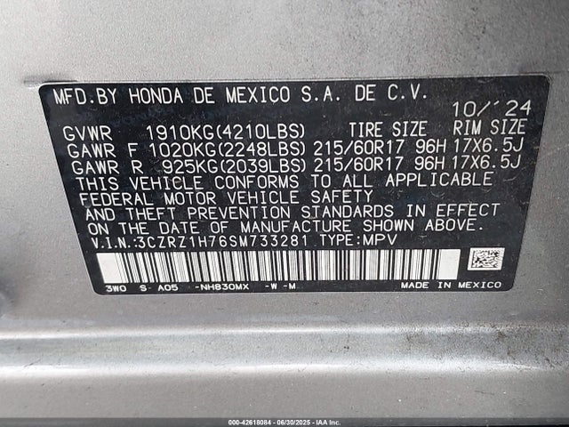 3CZRZ1H76SM733281 Honda k20z5