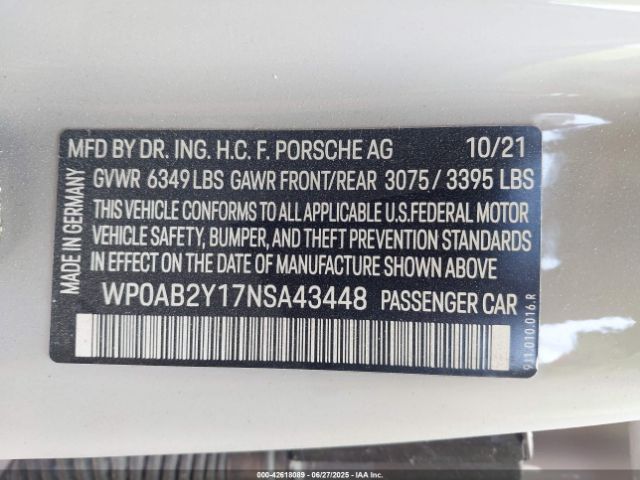 WP0AB2Y17NSA43448 Porsche Taycan