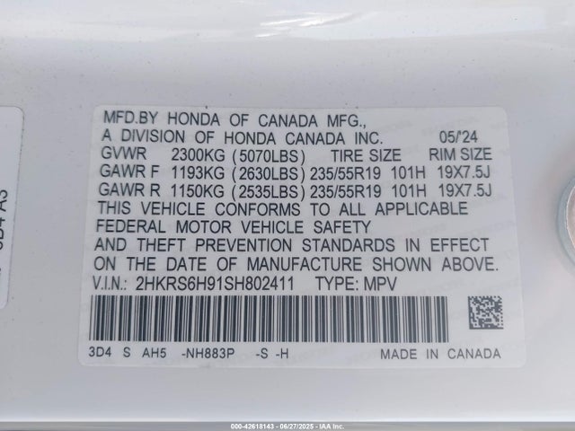 Honda lfc3 2025 2HKRS6H91SH802411 Image 9