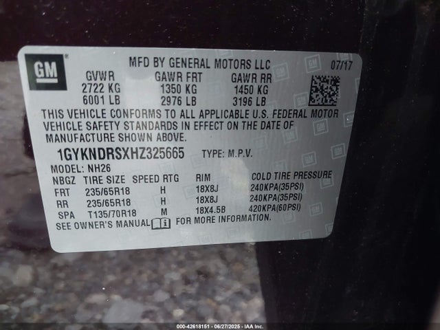 2017 CADILLAC XT5 1GYKNDRSXHZ325665 Photo 8