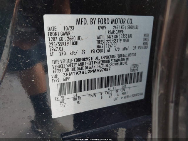 3FMTK3SU2PMA97987 Ford Mustang Mach-E