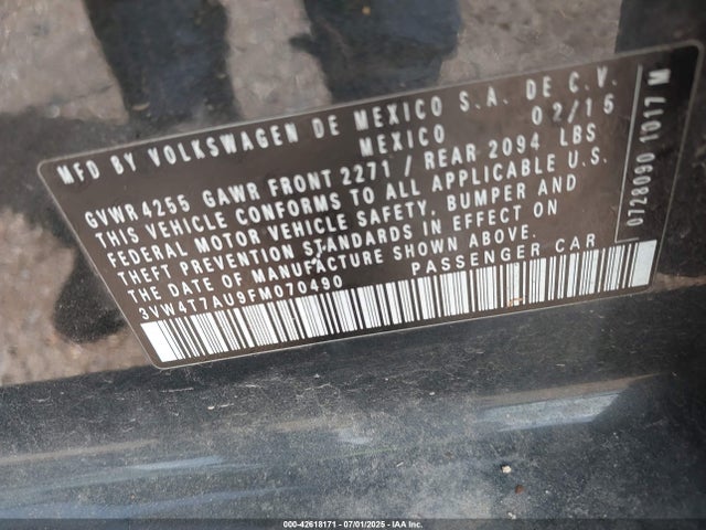 3VW4T7AU9FM070490 Volkswagen 2015