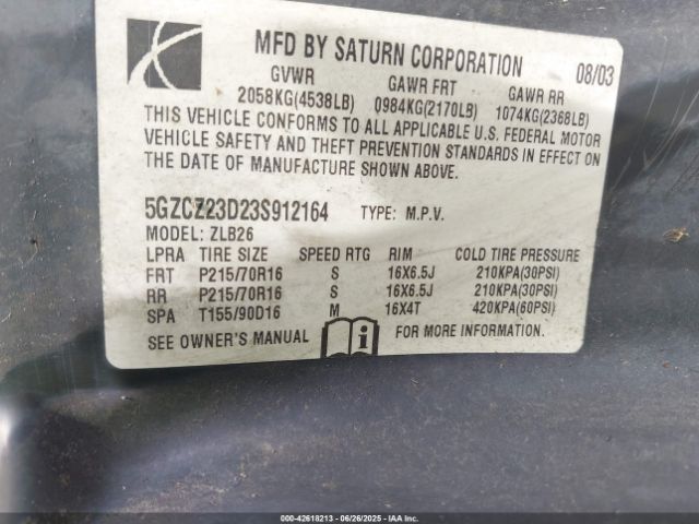2003 SATURN VUE 5GZCZ23D23S912164 Photo 8