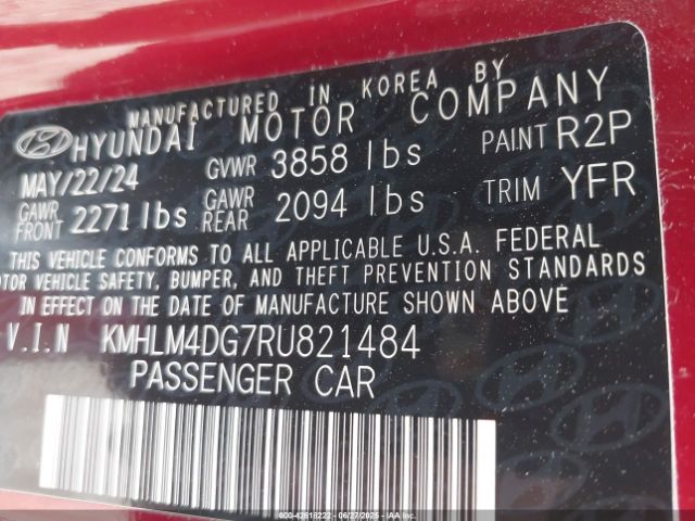 KMHLM4DG7RU821484 Hyundai mpi nu pe