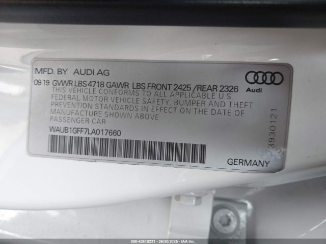 2020 AUDI S3 WAUB1GFF7LA017660 Photo 8