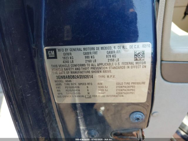 2010 CHEVROLET HHR 3GNBABDB2AS592614 Photo 8