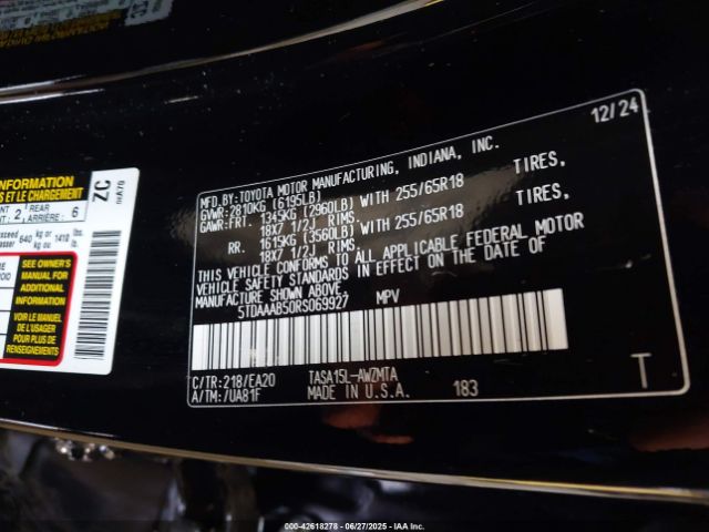 2024 TOYOTA GRAND HIGHLANDER 5TDAAAB50RS069927 Photo 8