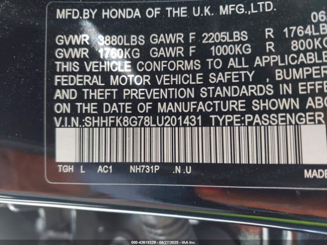 2020 HONDA CIVIC TYPE R SHHFK8G78LU201431 Photo 8