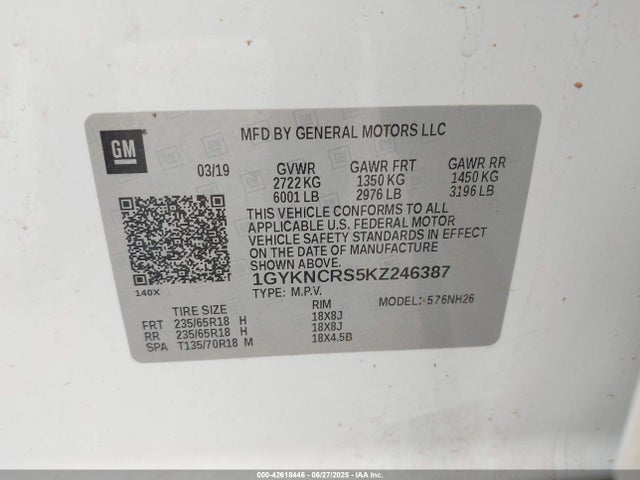 2019 CADILLAC XT5 1GYKNCRS5KZ246387 Photo 8