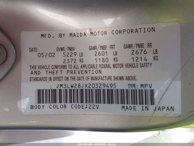 2002 MAZDA MPV JM3LW28JX20329495 Photo 8