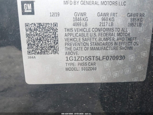 Chevrolet lfv - direct injection, variable valve timing, gen 1 2020 1G1ZD5ST5LF070930 Image 9