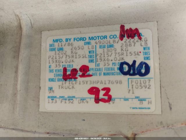 1987 FORD F150 1FTCF15Y3HPA17698 Photo 8