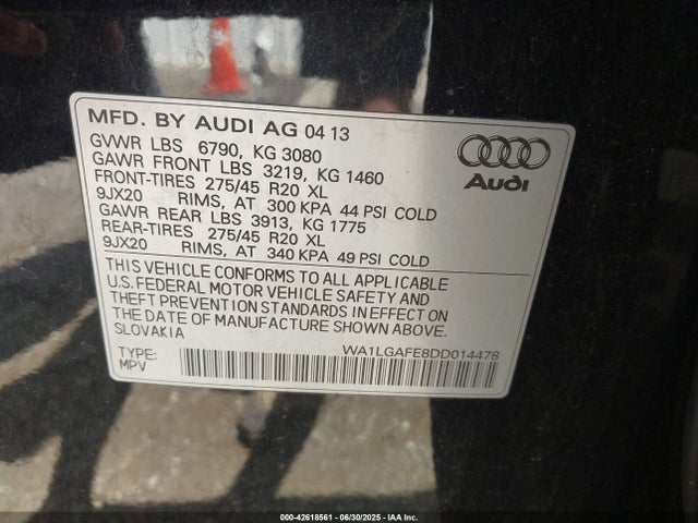 2013 AUDI Q7 WA1LGAFE8DD014478 Photo 8
