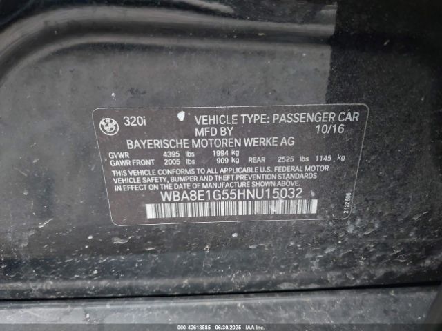 2017 BMW 320I WBA8E1G55HNU15032 Photo 8