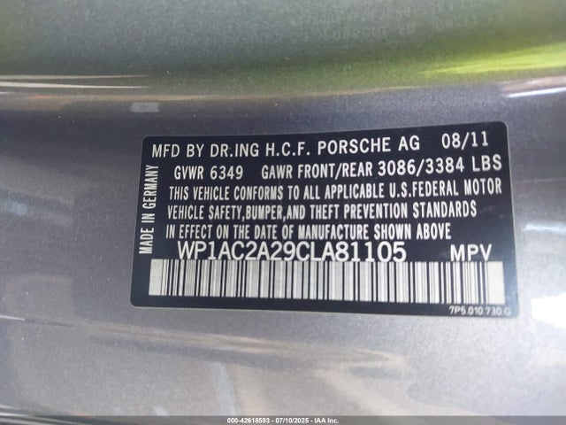 2012 PORSCHE CAYENNE WP1AC2A29CLA81105 Photo 8