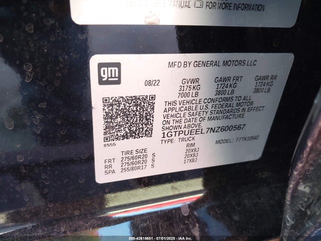 1GTPUEEL7NZ600567 GMC l87