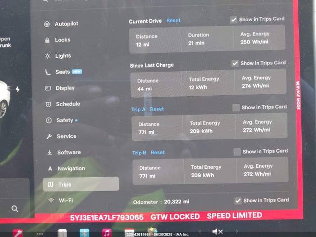 5YJ3E1EA7LF793065 Tesla MODEL 3