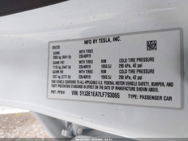 5YJ3E1EA7LF793065 Tesla MODEL 3