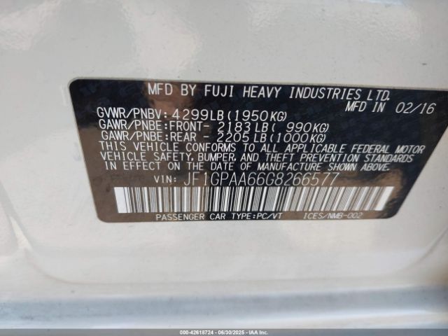 2016 SUBARU IMPREZA JF1GPAA66G8266577 Photo 8