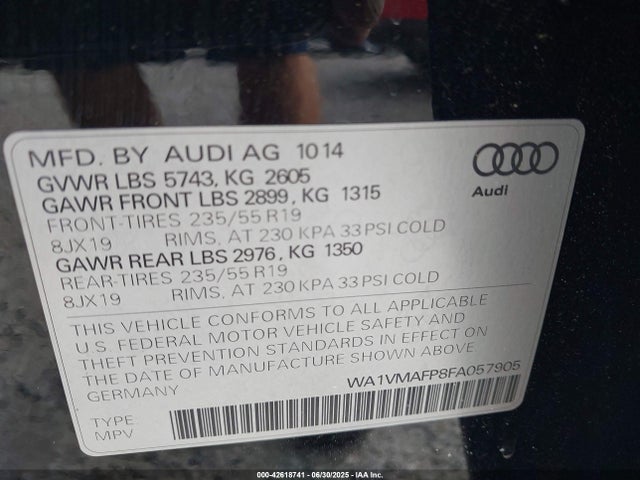 2015 AUDI Q5 WA1VMAFP8FA057905 Photo 8