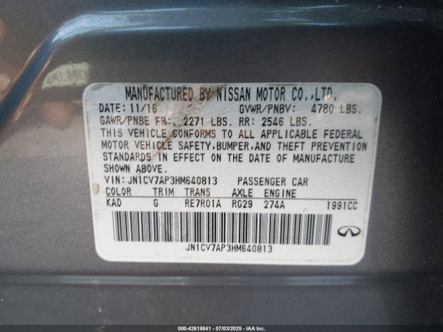 2017 INFINITI Q50 JN1CV7AP3HM640813 Photo 8
