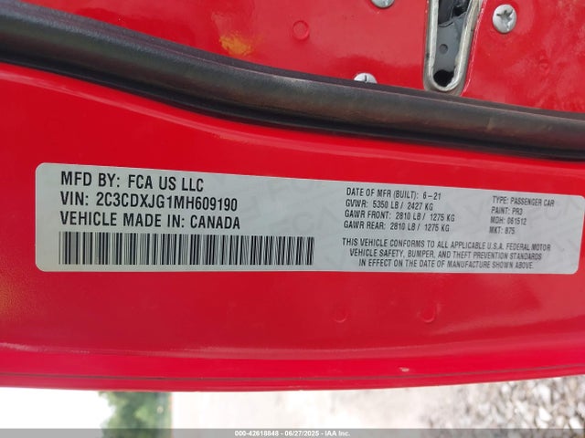2C3CDXJG1MH609190 Dodge Charger