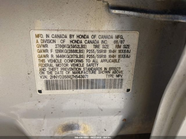 2007 ACURA MDX 2HNYD28807H543071 Photo 8