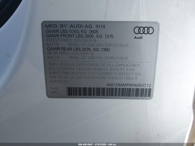 Audi 2015 2015 WA1CMAFP6FA063712 Image 9