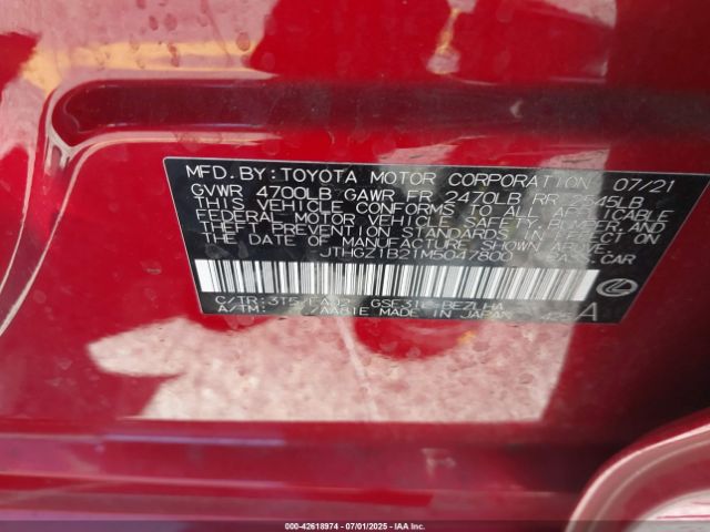 2021 LEXUS IS 350 JTHGZ1B21M5047800 Photo 8
