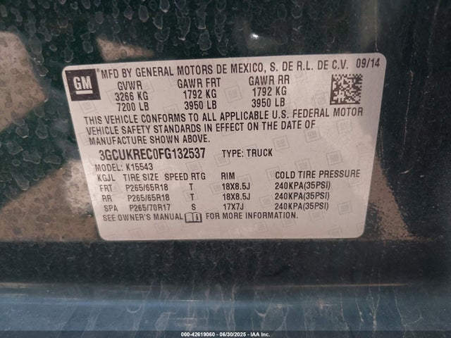 3GCUKREC0FG132537 Chevrolet l83 - vvt, active fuel management, aluminum