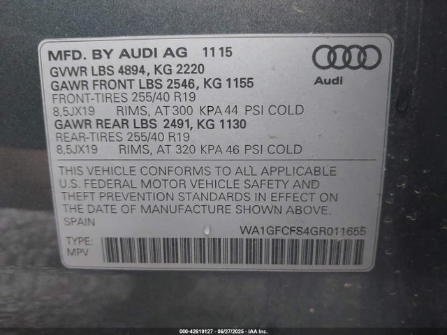 2016 AUDI Q3 WA1GFCFS4GR011655 Photo 8