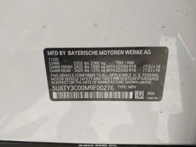 2021 BMW X3 5UXTY3C00M9F00276 Photo 8