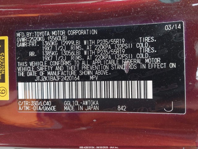 Lexus 2gr-fe 2015 JTJZK1BA3F2420164 Image 9