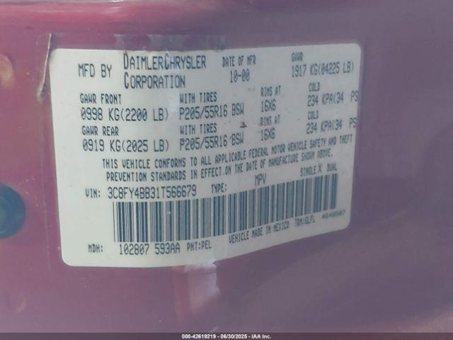 2001 CHRYSLER PT CRUISER 3C8FY4BB31T566679 Photo 8