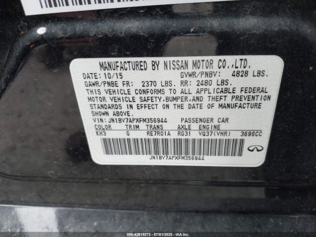 2015 INFINITI Q50 JN1BV7APXFM356944 Photo 8