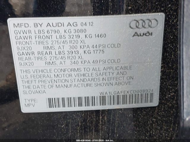 2012 AUDI Q7 WA1LGAFEXCD008924 Photo 8
