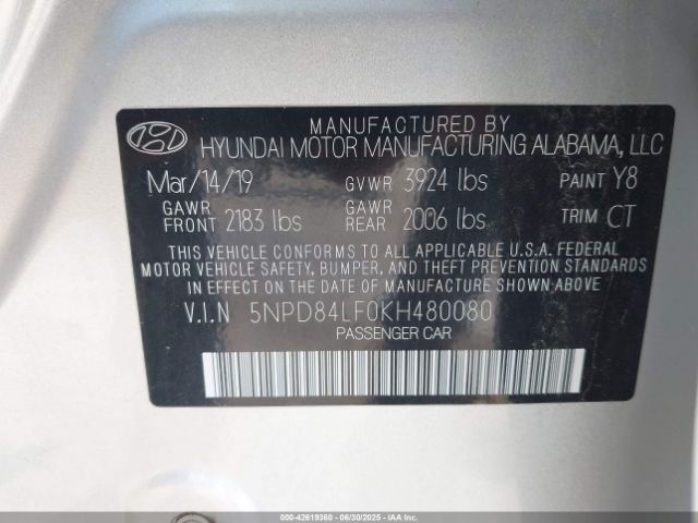 2019 HYUNDAI ELANTRA 5NPD84LF0KH480080 Photo 8