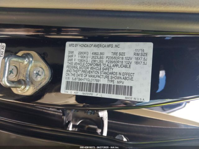 2016 ACURA RDX 5J8TB4H71GL017691 Photo 8