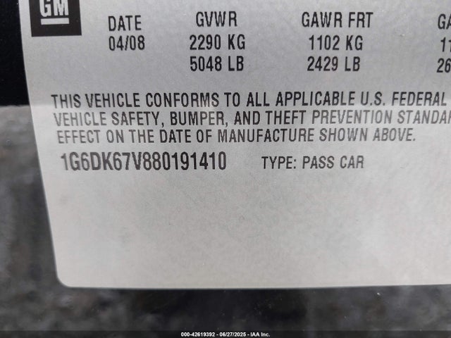 2008 CADILLAC STS 1G6DK67V880191410 Photo 8