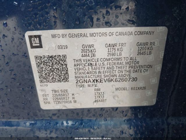 2019 CHEVROLET EQUINOX 2GNAXKEV6K6260730 Photo 8