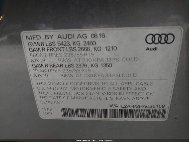 2017 AUDI Q5 WA1L2AFP2HA036158 Photo 8