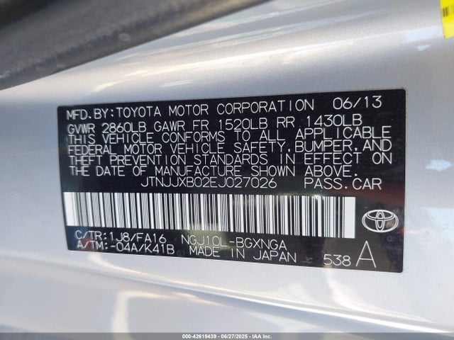 JTNJJXB02EJ027026 Scion 1nr-fe