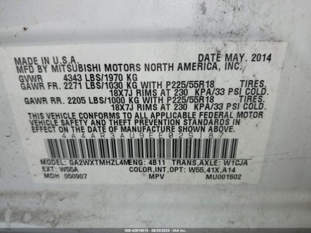 2014 MITSUBISHI OUTLANDER SPORT 4A4AR3AU9EE029187 Photo 8