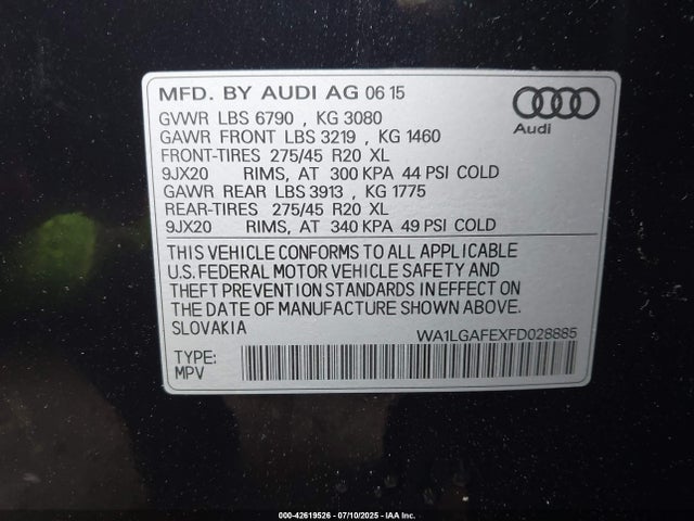 2015 AUDI Q7 WA1LGAFEXFD028885 Photo 8