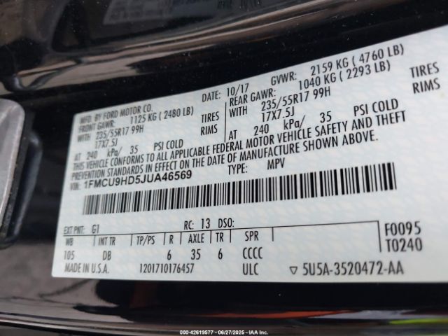 2018 FORD ESCAPE 1FMCU9HD5JUA46569 Photo 8